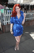 e121 39439e3204772 Phoebe Price upskirt in blue dress, posing @ Ivy   Feb 26 Get more nipple slips at Nipple Slips org